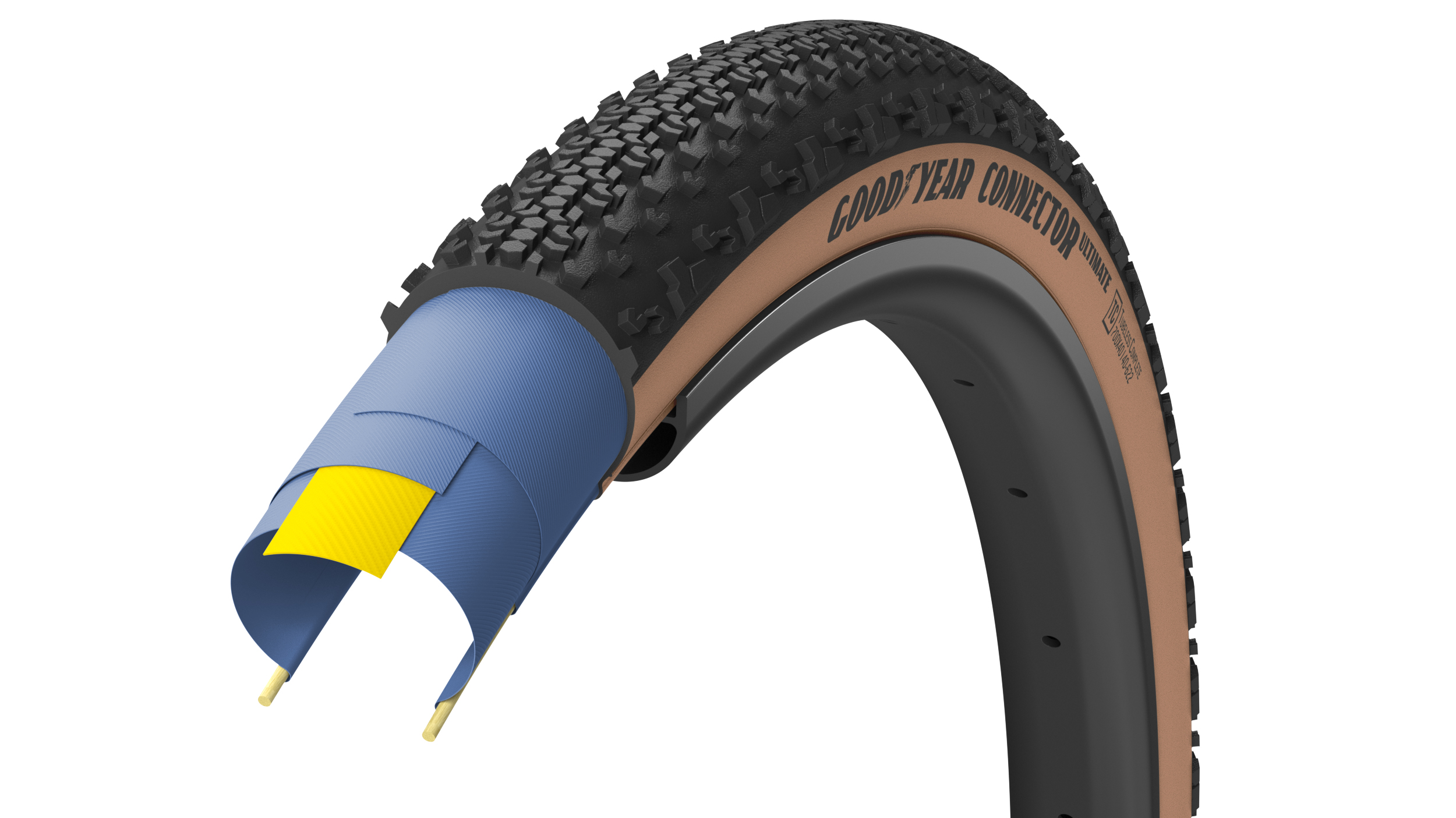 Покришка 700x35 (35-622) GoodYear CONNECTOR tubeless complete, folding, black/tan, 120tpi фото 