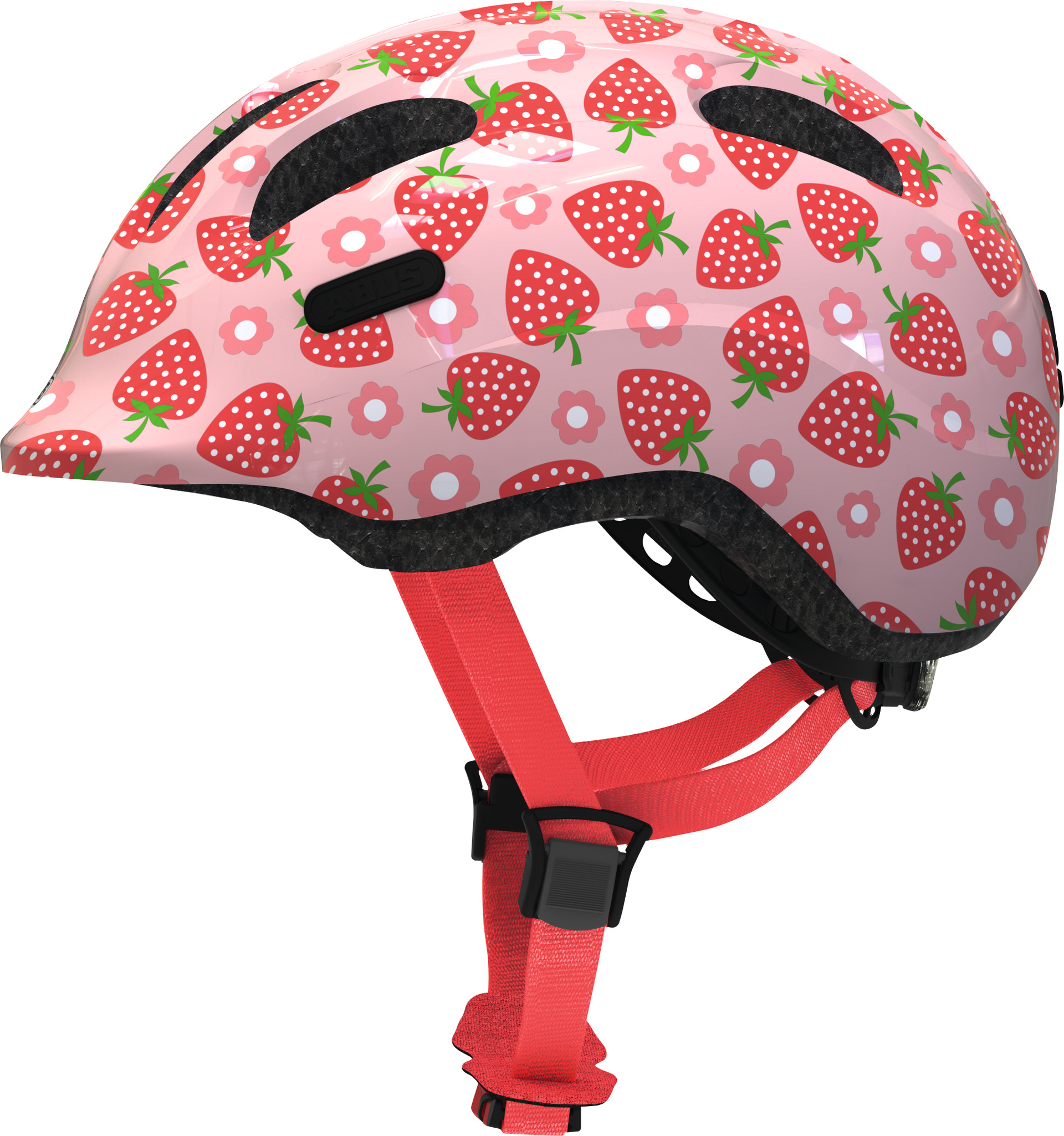 Шлем детский ABUS SMILEY 2.1, размер M (50-55 см), Rose Strawberry, розовая клубника фото 