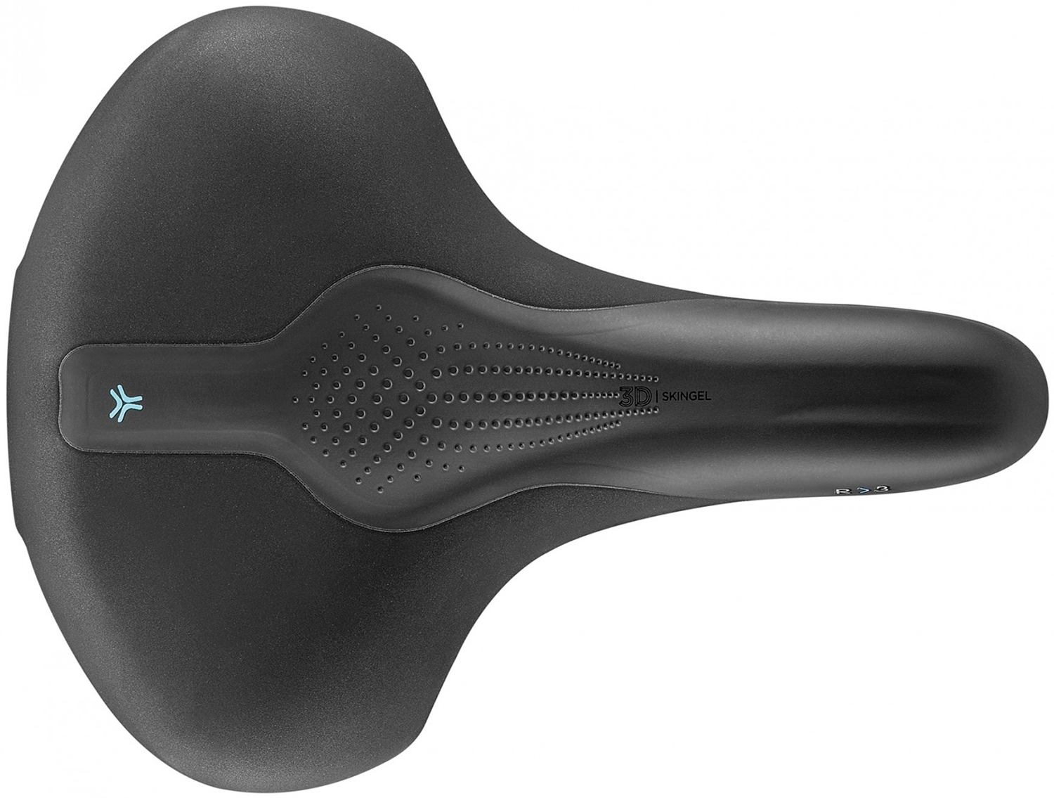 Седло Selle Royal SCIENTIA R3 Relaxed, 3D skingel, обивка Black gummy/Black mokka, 289х224мм, 520г, рейлы сталь + Curva suspension, unisex, чёрное фото 2