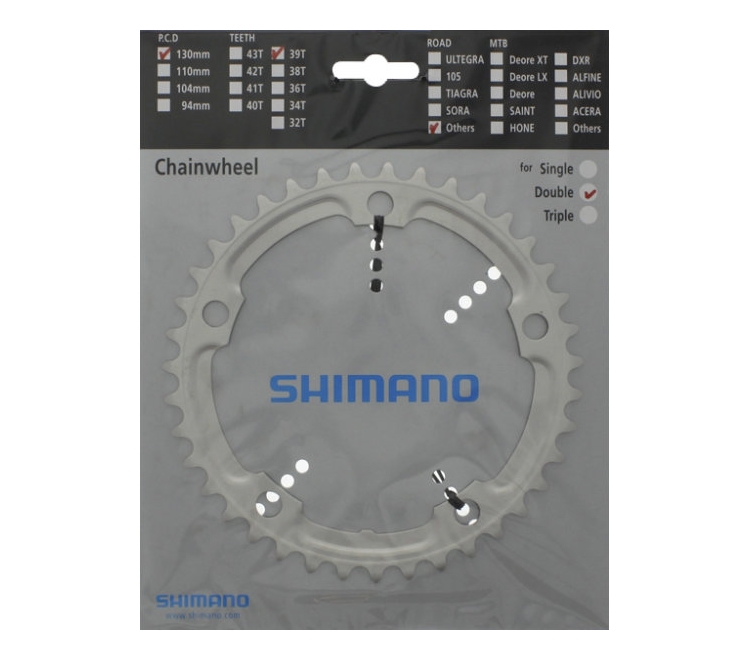 Звезда к шатуну Shimano FC-4600 TIAGRA, 39T, 2/9-ск., 5-лапка, серебр. фото 