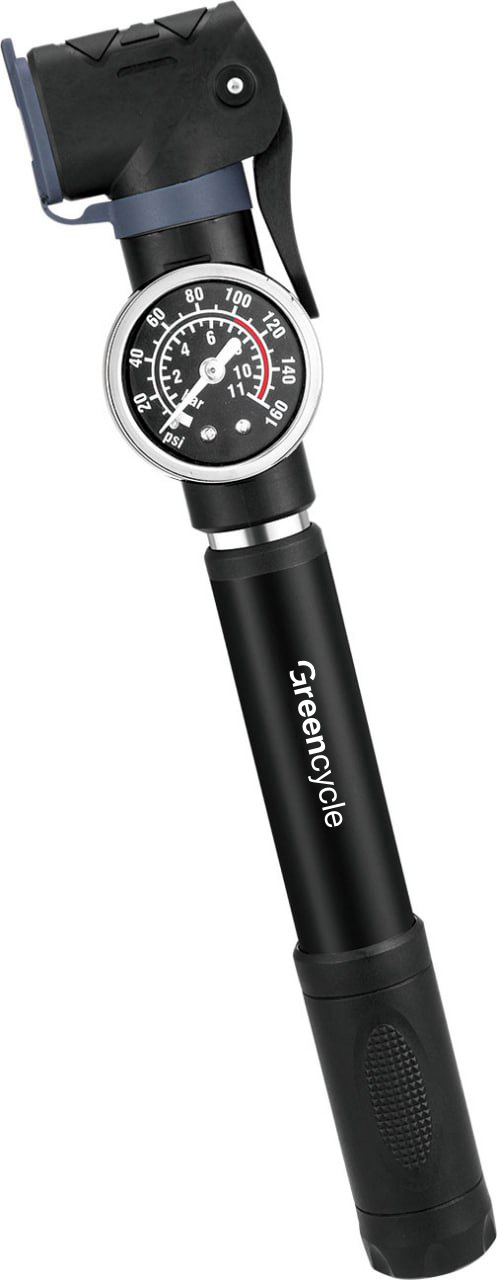 Мининасос Green Cycle GPM-063 телескопический алюминиевый с манометром, Presta+Schrader, 80 psi фото 