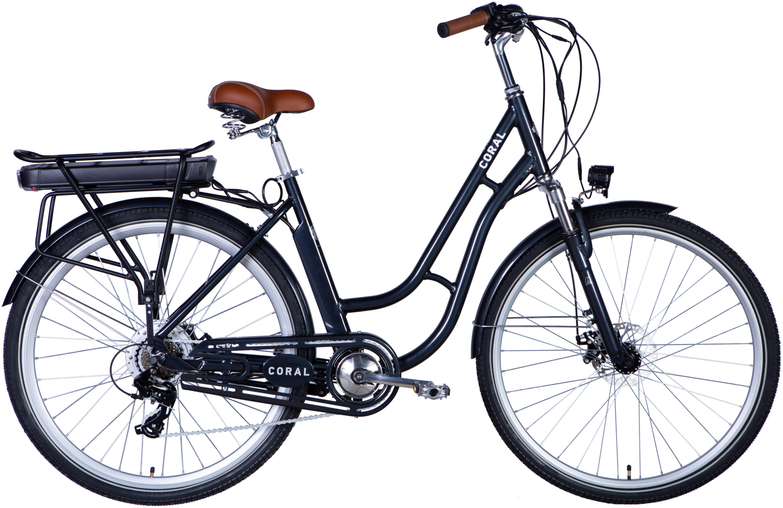 Електровелосипед 28" Dorozhnik eCORAL 500 Вт рама - 19" темно-сірий A4 фото 