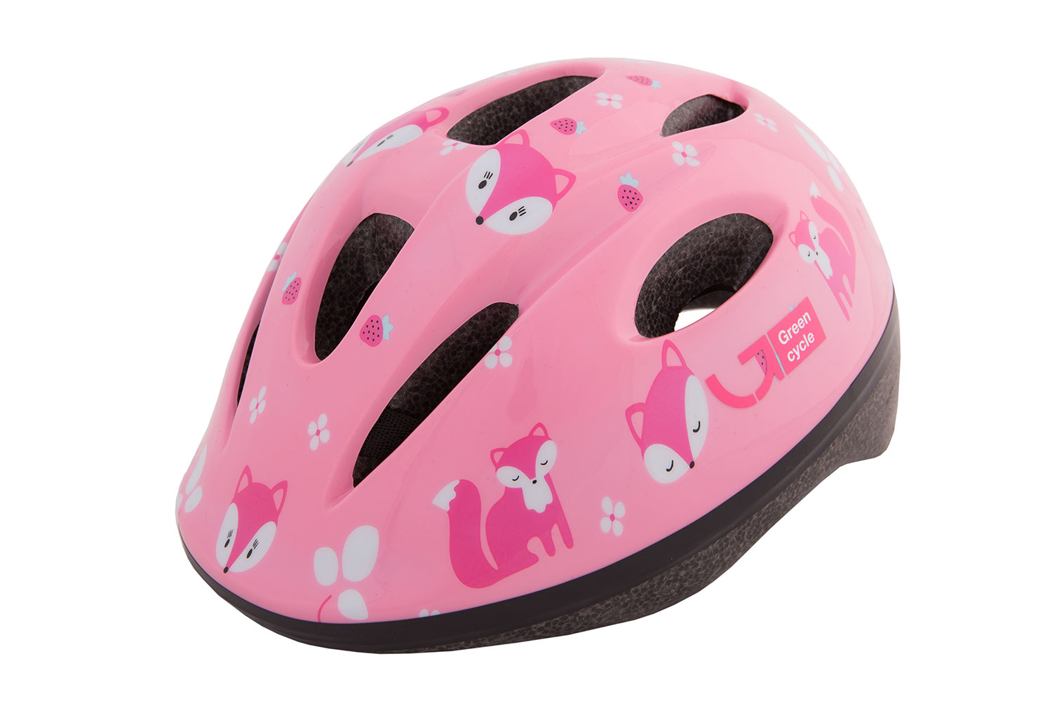 Шлем детский Green Cycle Foxy размер 48-52см розовый/малиновый/белый лак фото 