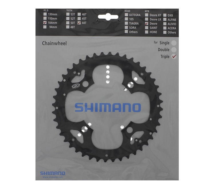 Звезда к шатуну Shimano FC-M530 DEORE, 44T, 3/9-ск., совместима с защитой фото 