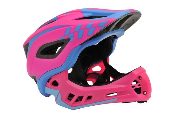 Шлем детский Kiddimoto Icon Full Face, розово-голубой, размер S 48-53см