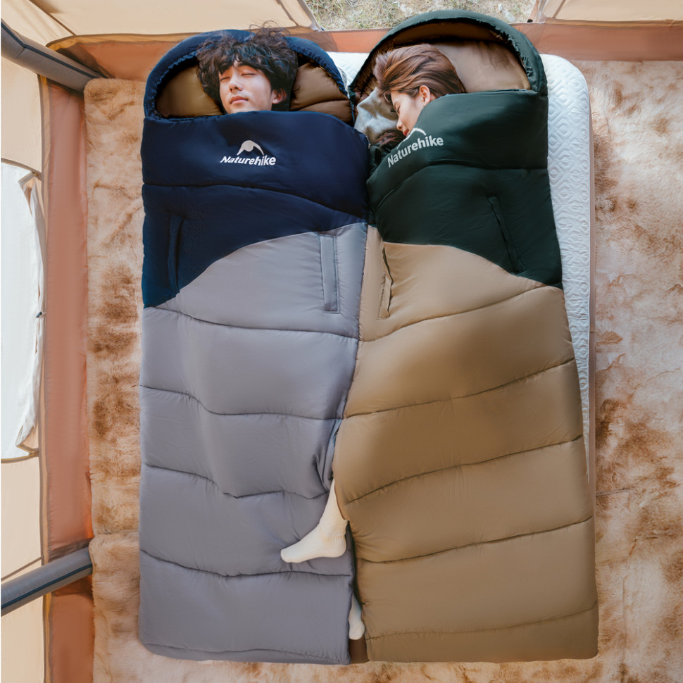 Спальный мешок Naturehike Sunny Day PL02 U450 CNK2550WS028, правый, коричнево-зеленый фото 6