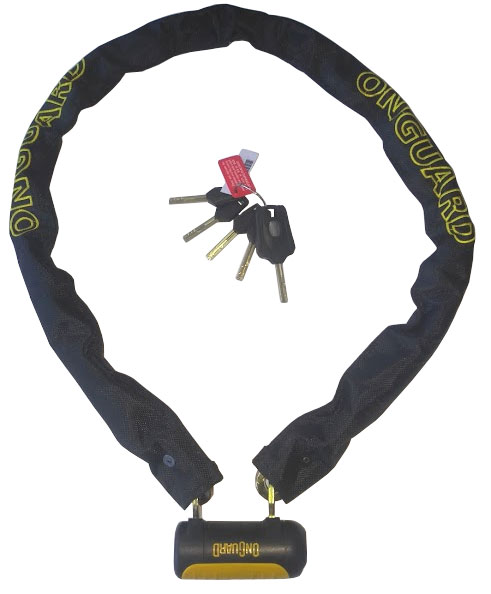 Замок Onguard REVOLVER Chain Key, Цепь из закаленной стали 120см х 8мм, Замок с системой X4P, 5 ключей фото 