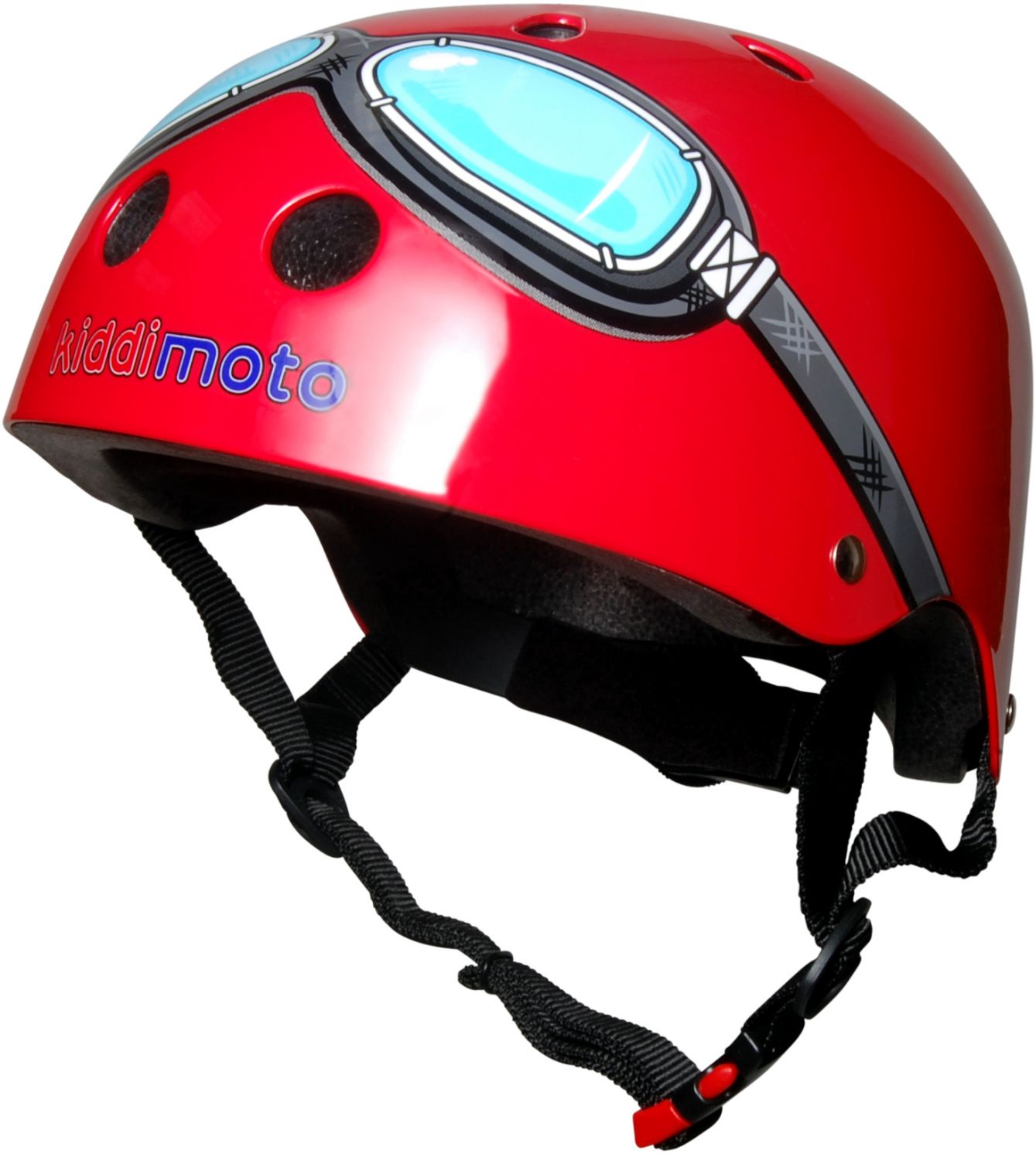 Шолом дитячий Kiddimoto окуляри пілота, червоний, розмір M 53-58см фото 
