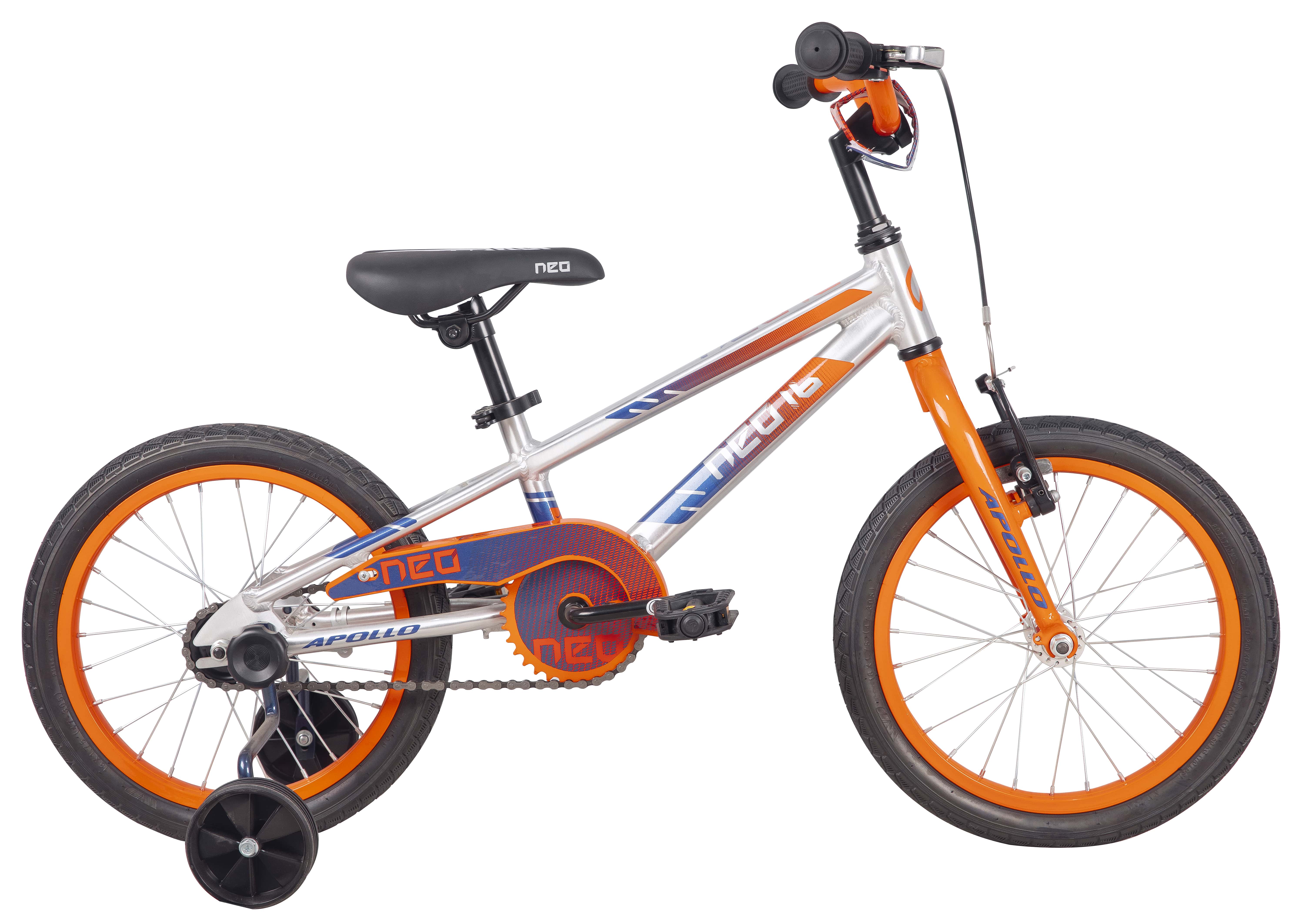 Велосипед 16" Apollo NEO boys Brushed Alloy / Orange / Navy Blue Fade фото 