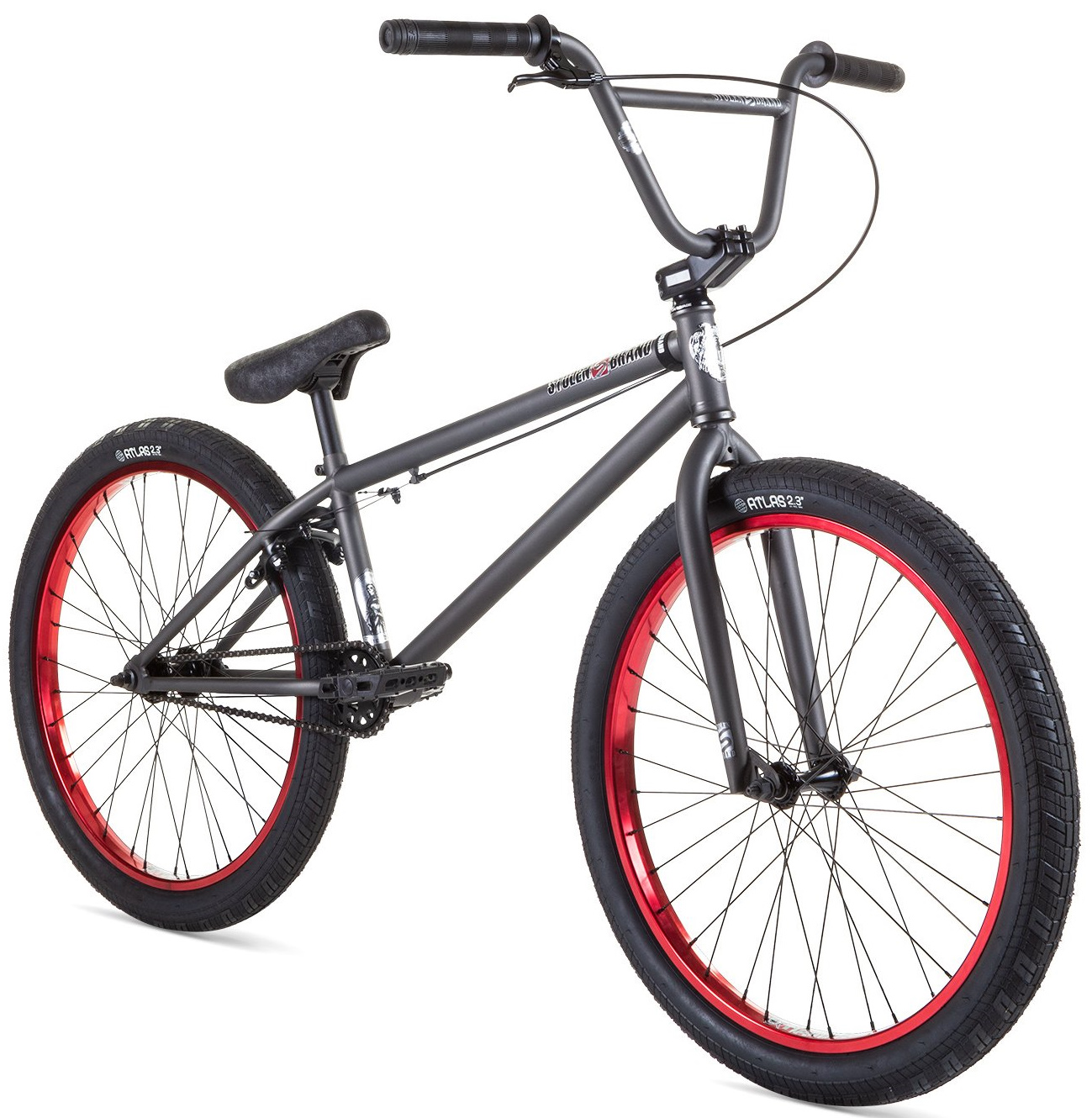 Велосипед 24" Stolen SAINT рама - 21.75" 2021 MATTE RAW GREY W RED фото 2