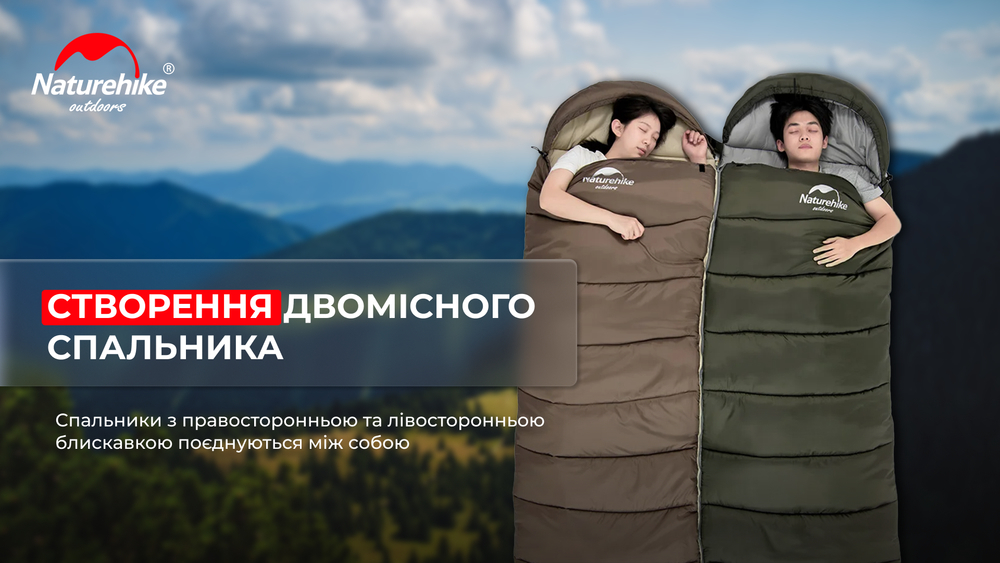 Спальний мішок Naturehike U350S NH20MSD07, правий, темно-зелений фото 9