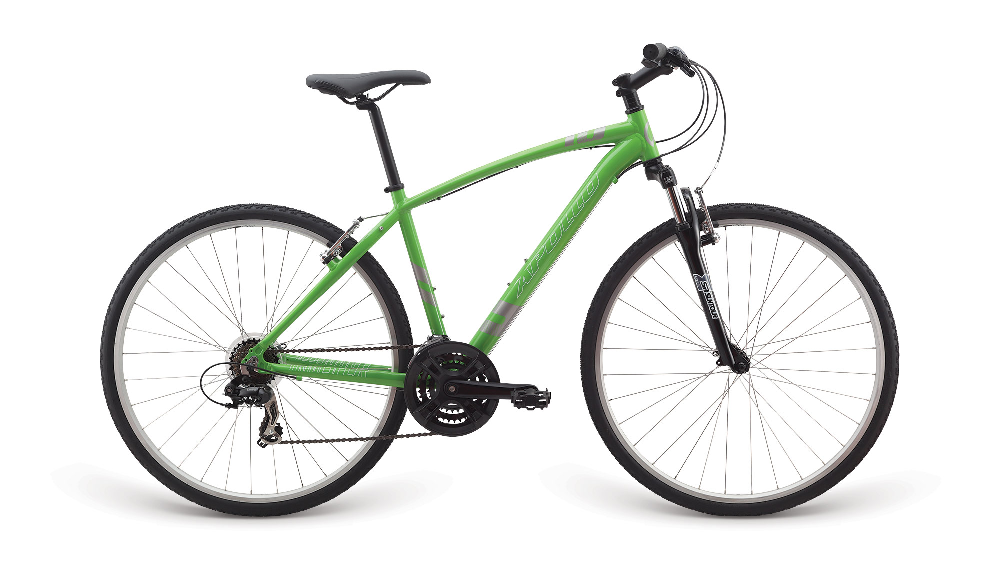 Велосипед 28" Apollo TRANSFER 10 рама - M gloss Green / gloss Chrome / gloss White