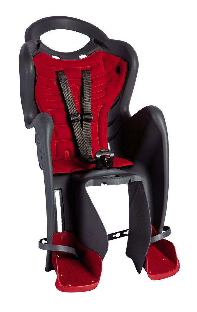 Сиденье задн. Bellelli Mr Fox Standart B-fix до 22кг, серое с красной подкладкой фото 