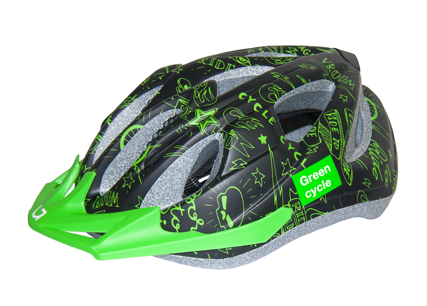 Шлем детский Green Cycle Fast Five размер 50-56см черно-зеленый фото 1