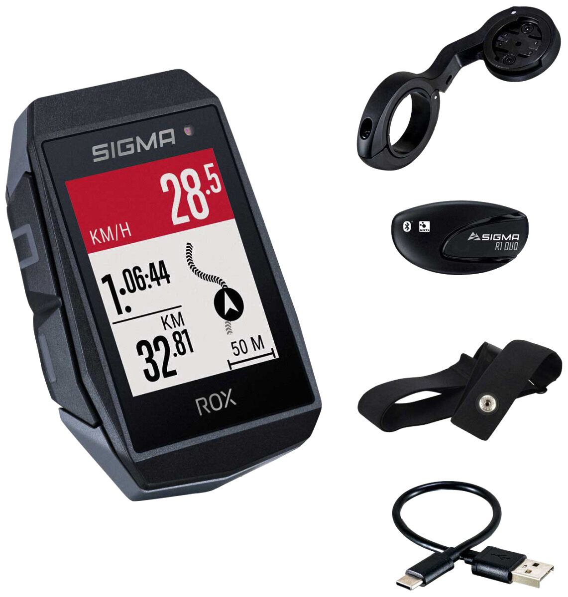 Велокомп`ютер Sigma Sport ROX 11.1 EVO HR Set Black фото 