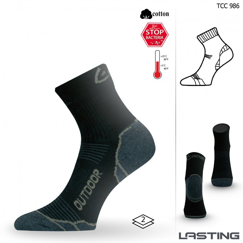 Термошкарпетки Lasting трекінг TCC 986, розмір L, чорні фото 