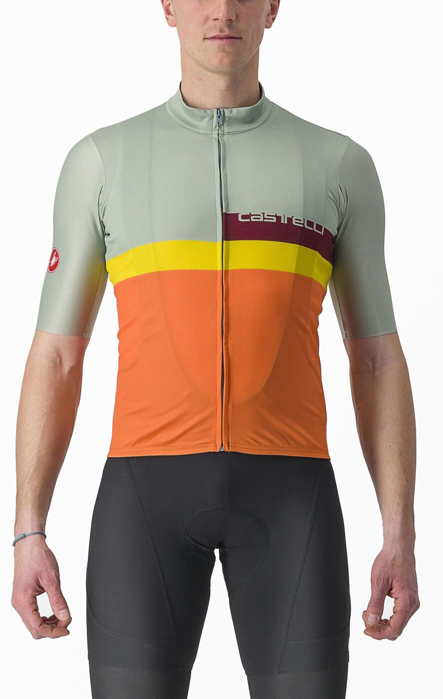 Джерси Castelli Blocco кор рукав мужское defender green/dark red-bordea XL фото 
