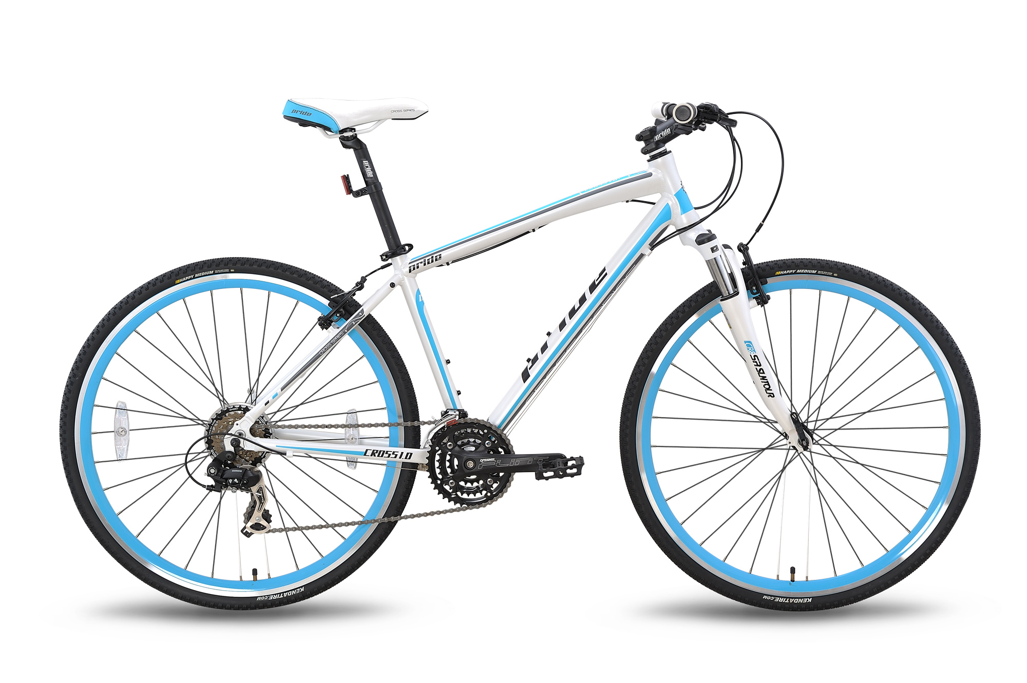 Велосипед 28'' Pride CROSS Lady рама - 15" бело-синий матовый 2015 фото 