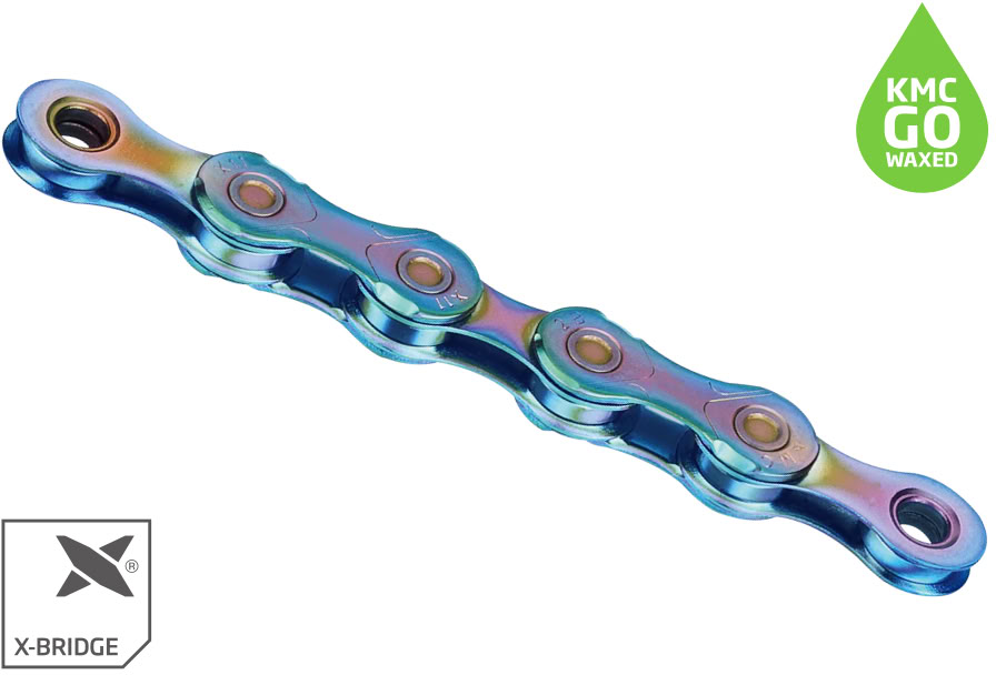 Ланцюг 118 л. 1/2"x11/128 KMC X11 NPNP Waxed Chain, Aurora Blue фото 