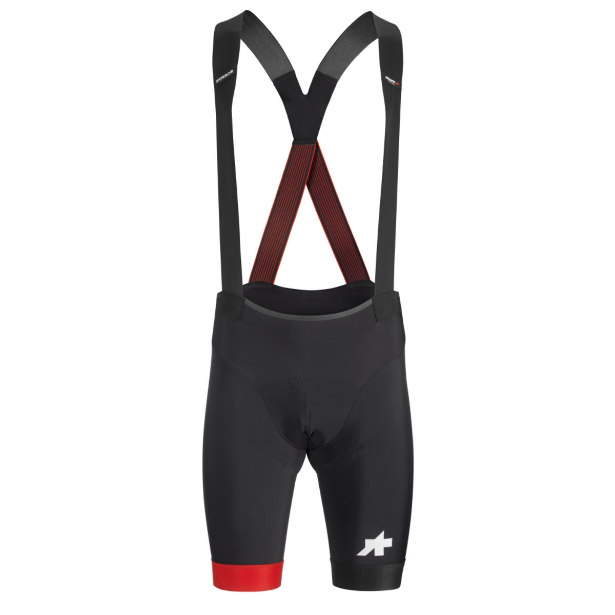 Велотрусы ASSOS Equipe RS Bib Shorts S9 National Red, на лямках, мужские, черные с красным, S фото 