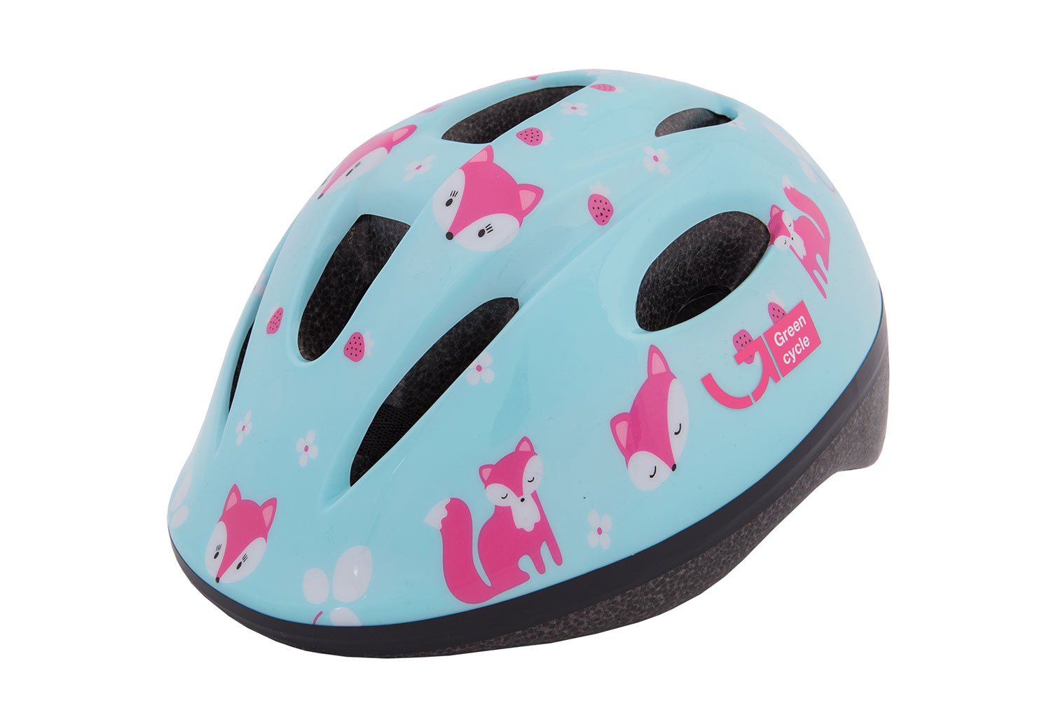 Шлем детский Green Cycle Foxy размер 50-54см мятный/малиновый/розовый лак фото 