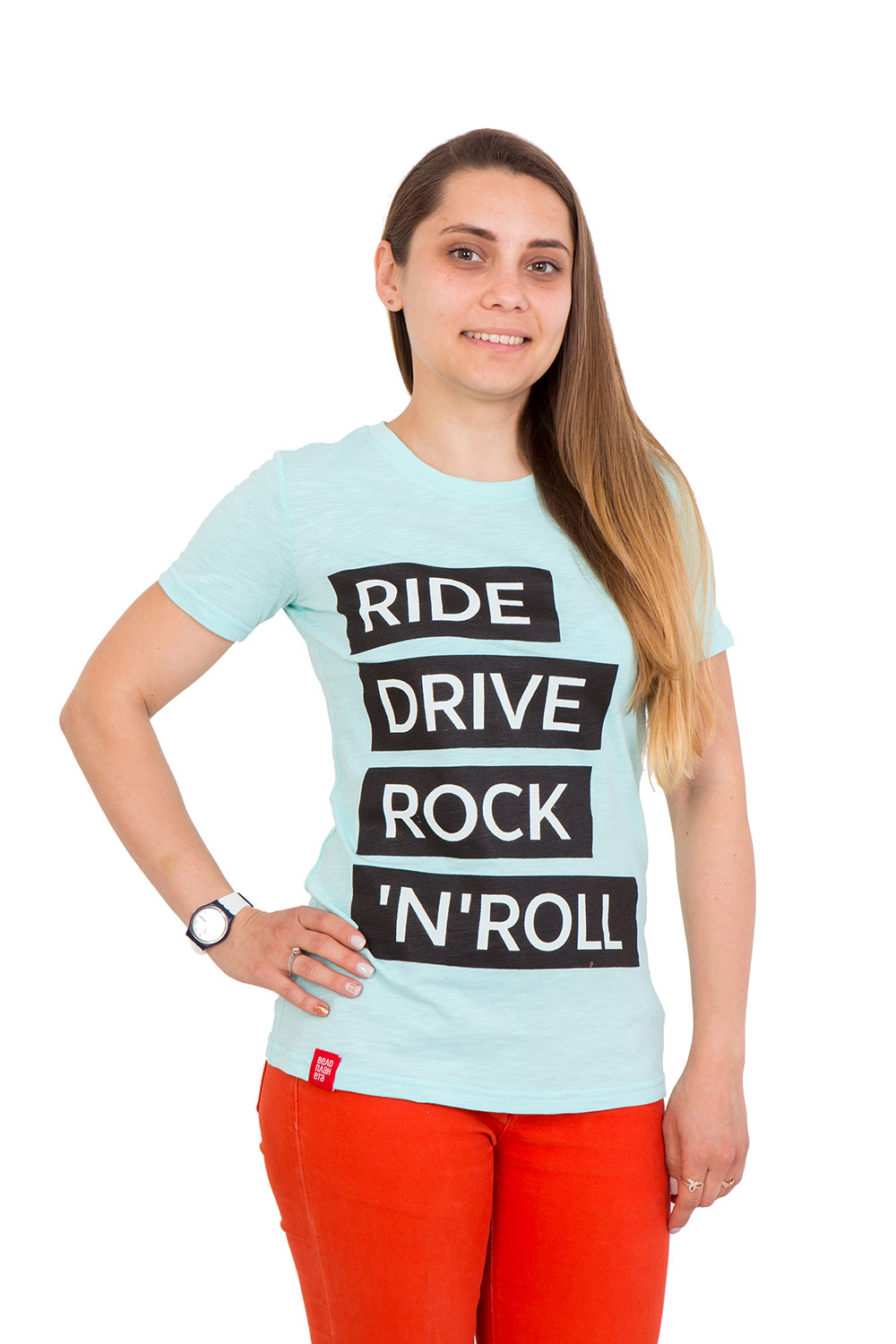 Футболка Ride drive rock&roll женская голубая, размер M фото 1