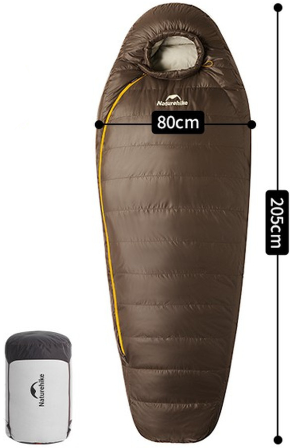 Спальный мешок Naturehike Snowbird CNK2550WS014, пух, размер L, темно-коричневый 400 г фото 8