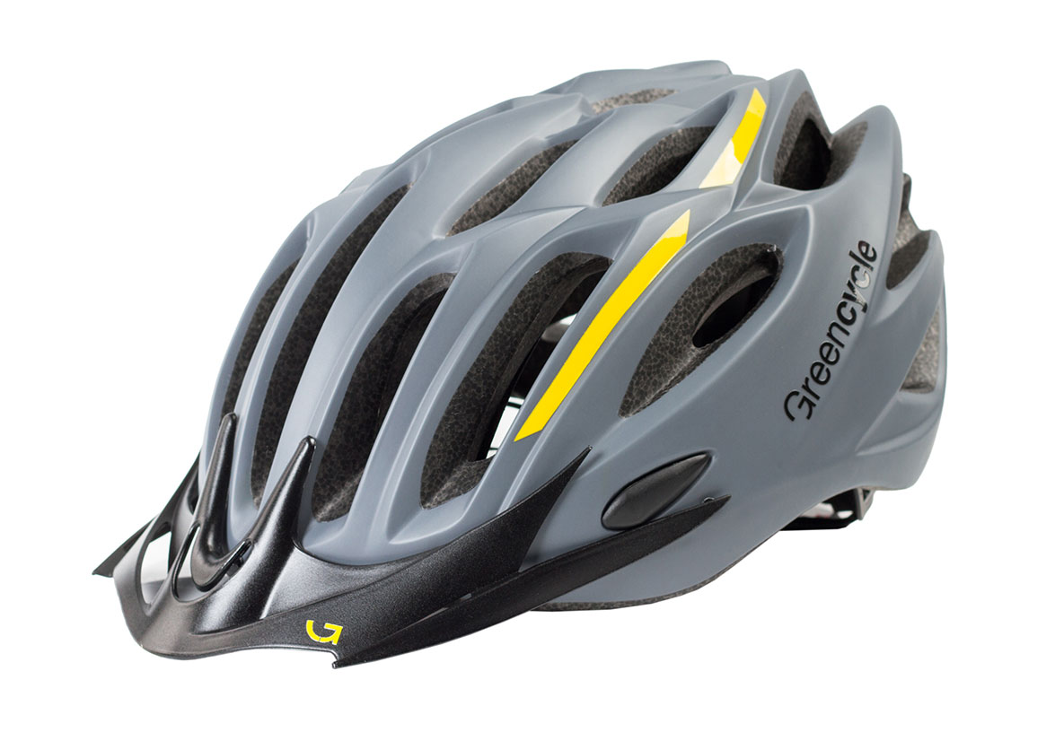 Шлем Green Cycle Rock размер 54-58см серо-желтый фото 