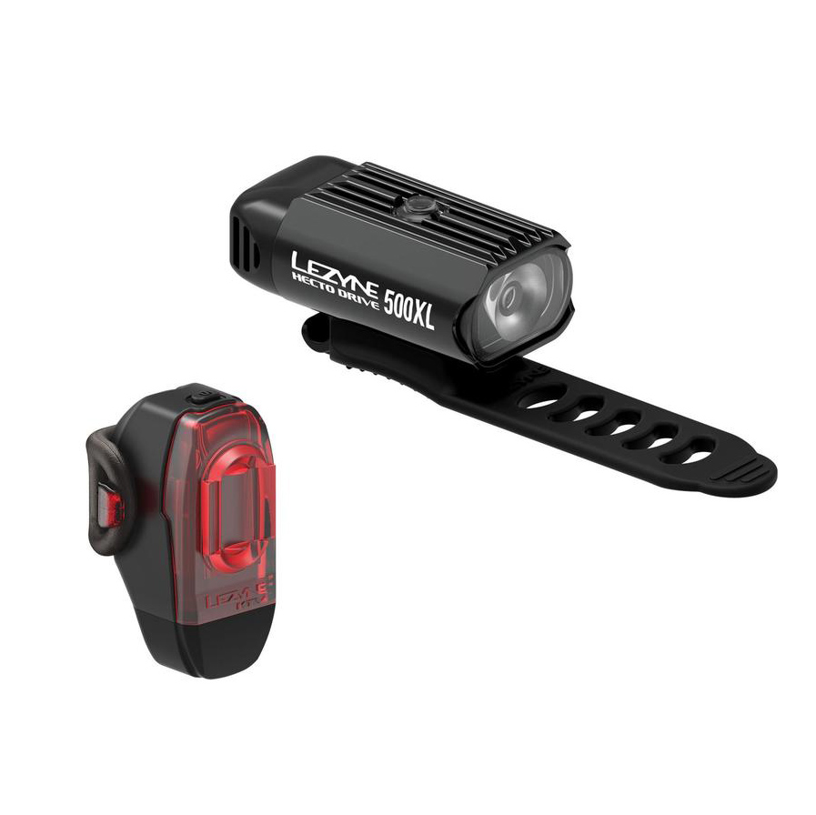 Комплект фара + блимавка Lezyne HECTO DRIVE 500XL / KTV PAIR, 500/10 Лм, чорний фото 