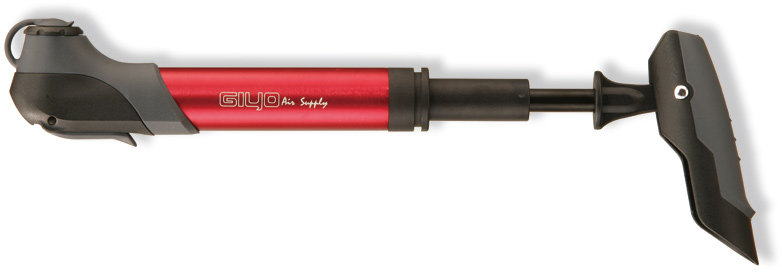 Мининасос GIYO GP-97A со складной Т-ручкой, под два типа клапана AV+FV, алюминиевый, красн.   фото 
