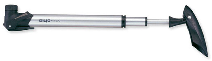 Мининасос GIYO GP-93 телескопический, под два типа клапана AV+FV, алюминиевый, серебристый фото 