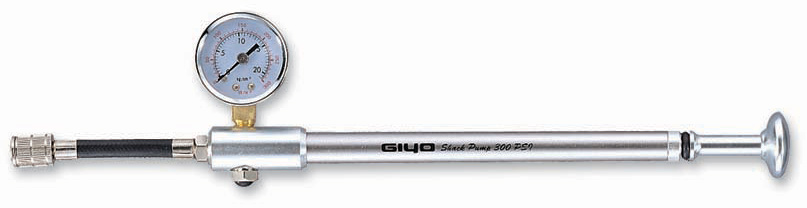 Насос GIYO GS-01 для вилки, с манометром, алюминиевый, серебристый фото 