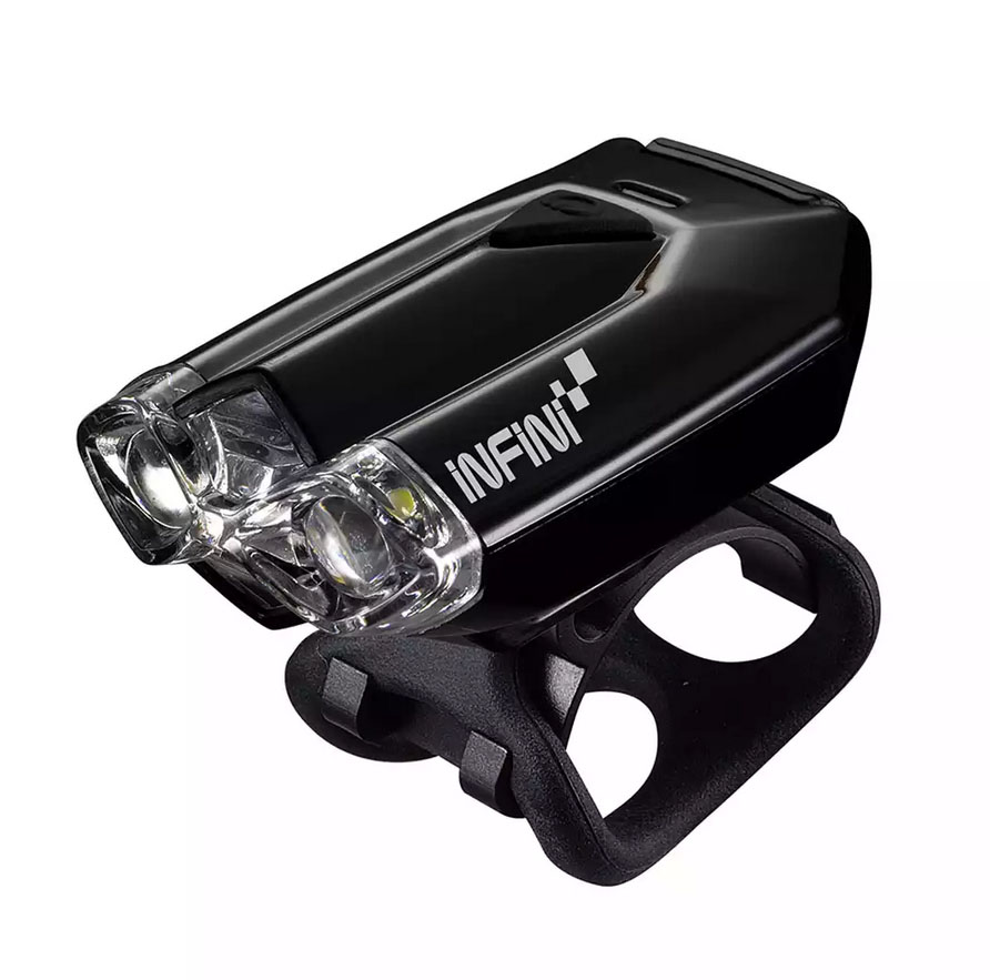 Блималка передня Infini LAVA I-260W-Black, 2 світлодіоди, 4 режими, USB кабель, з кріпл. фото 