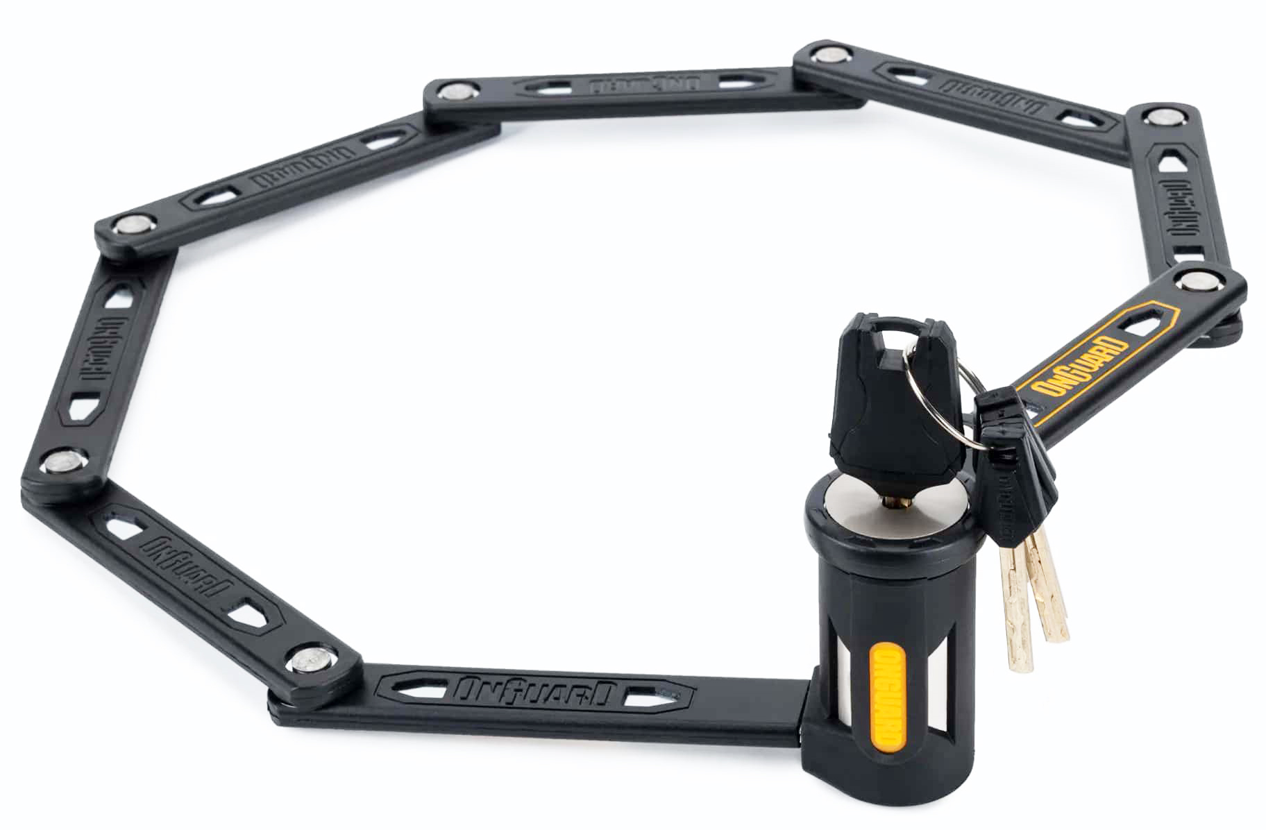 Замок складной Onguard K9 Heavy Duty, 112см, прорезиненный короб-держатель на раму, 5 ключей фото 