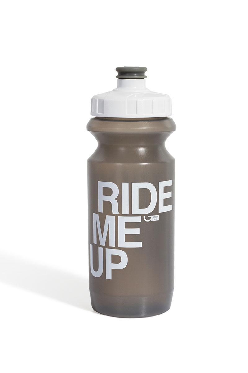 Фляга 0,6 Green Cycle Ride Me Up з Big Flow valve, LDPE gray nipple / white matt cap / gray bottle фото 