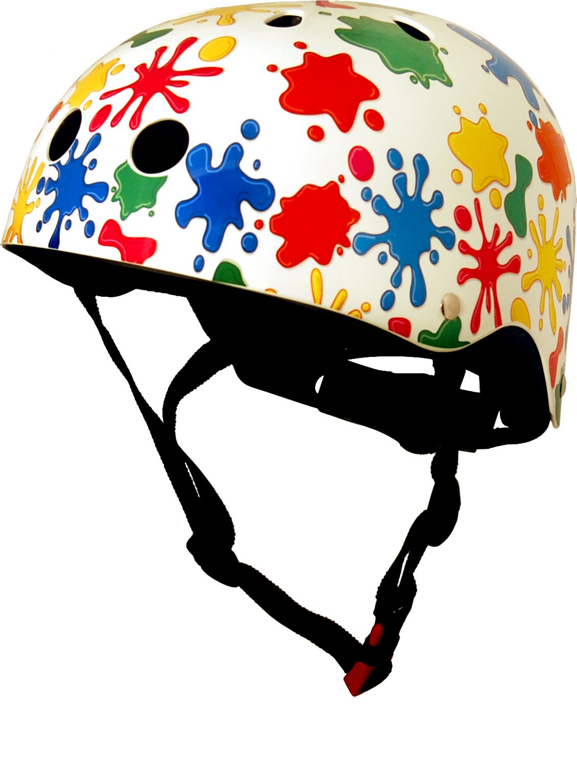 Шлем детский Kiddimoto цветные кляксы, белый, размер S 48-53см