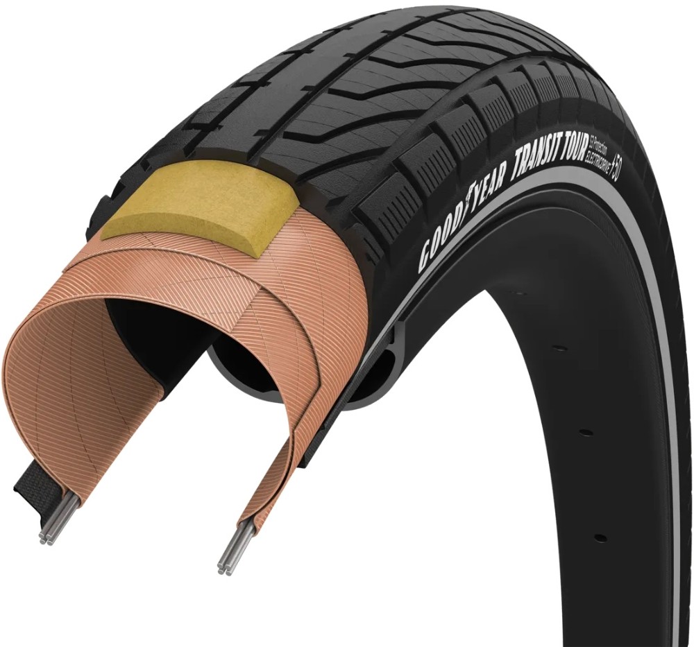 Покрышка 700x35 (35-622) GoodYear Transit Tour S3:Protection, Wire, Black + reflective strips, 60tpi фото 