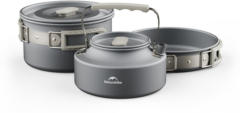Набір посуду Naturehike CNK2450CF010 (1 каструля, 1 кришка, 1 сковорода, 1 чайник) фото 