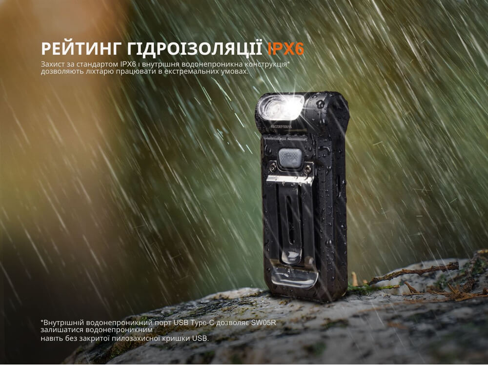 Ліхтар багатоцільовий Fenix SW05R-UV LED, режим УФ, чорний фото 10