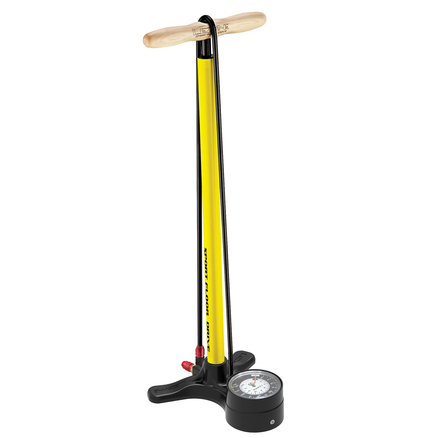 Насос напольный Lezyne SPORT FLOOR DRIVE с манометром 3.5", 220psi, желтый фото 