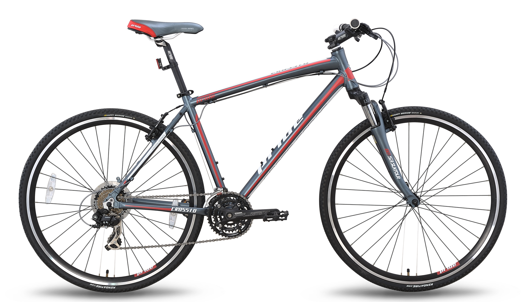 Велосипед 28 '' Pride CROSS 1.0 рама - 19 "сіро-червоний матовий 2015 фото 