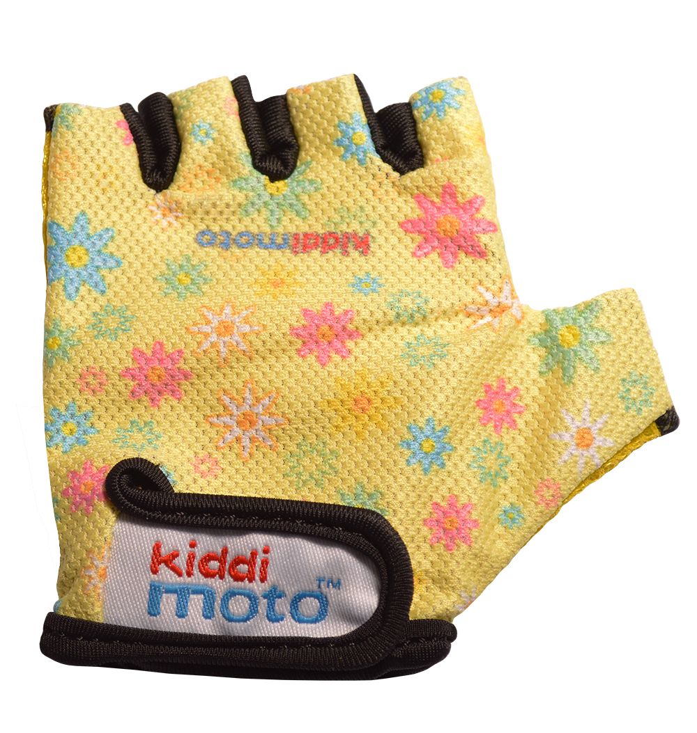 Перчатки детские Kiddimoto жёлтые с цветами, размер М на возраст 4-7 лет фото 1