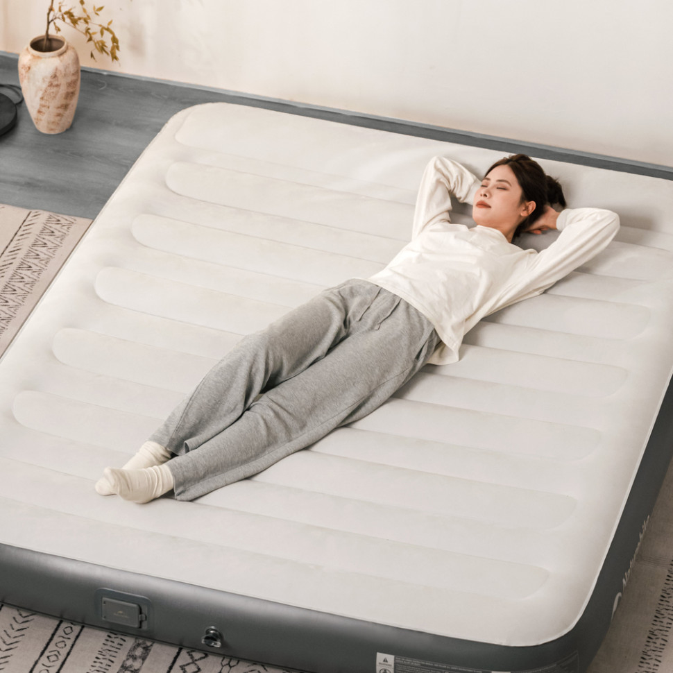 Матрац надувний Naturehike CNK2450WS040, 200x150x25 см, вбудований насос для надування, сірий фото 5