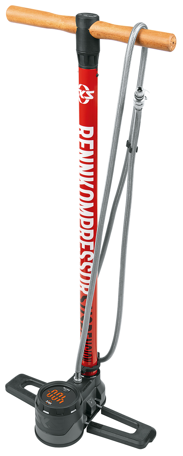 Насос для подвески напольный SKS RENNKOMPRESSOR SUSPENSION, электронный манометр, Schrader only, 400psi/27,5 bar, Red фото 