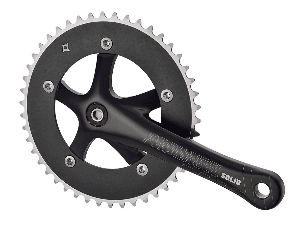 Комплект шатунов Prowheel Solid-246T-1-PT, 46T, шатун 175мм черн. фото 