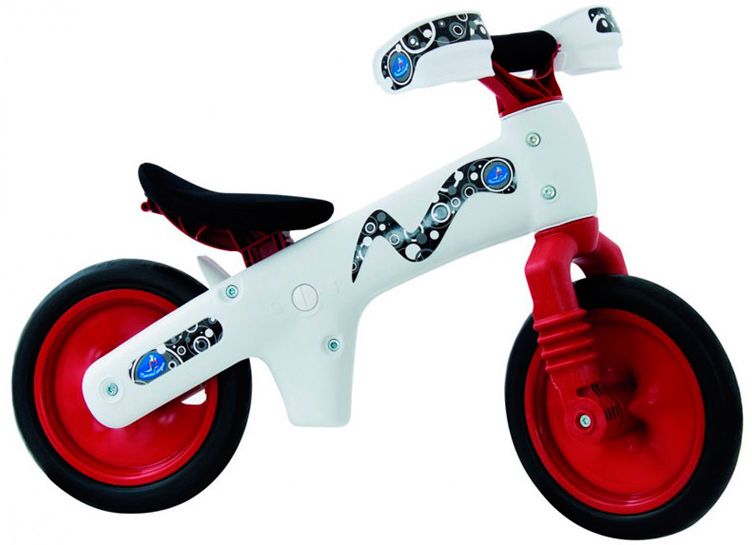 Беговел 12" Bellelli B-Bip обучающий 2-5лет, пластмассовый, белый с красными колёсами фото 2
