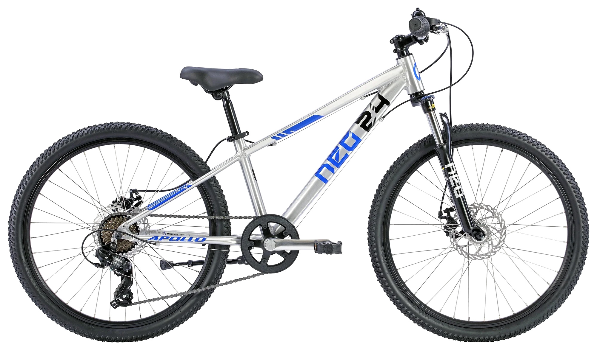 Велосипед 24" Apollo NEO Disc+ 7s boys Brushed alloy / Blue / Black фото 