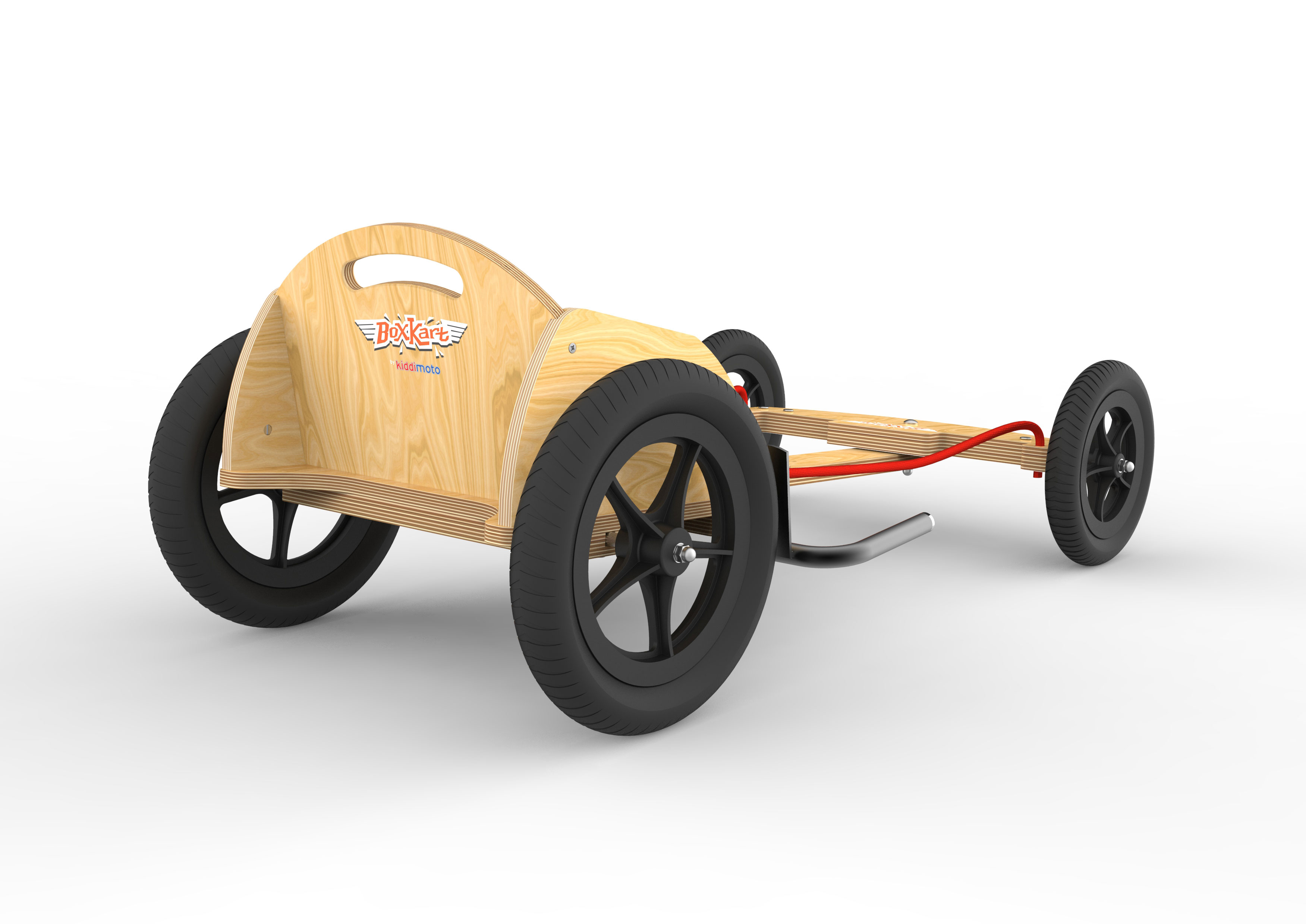 Карт детский Kiddimoto Box Kart фанерный, цвет натуральное дерево фото 2
