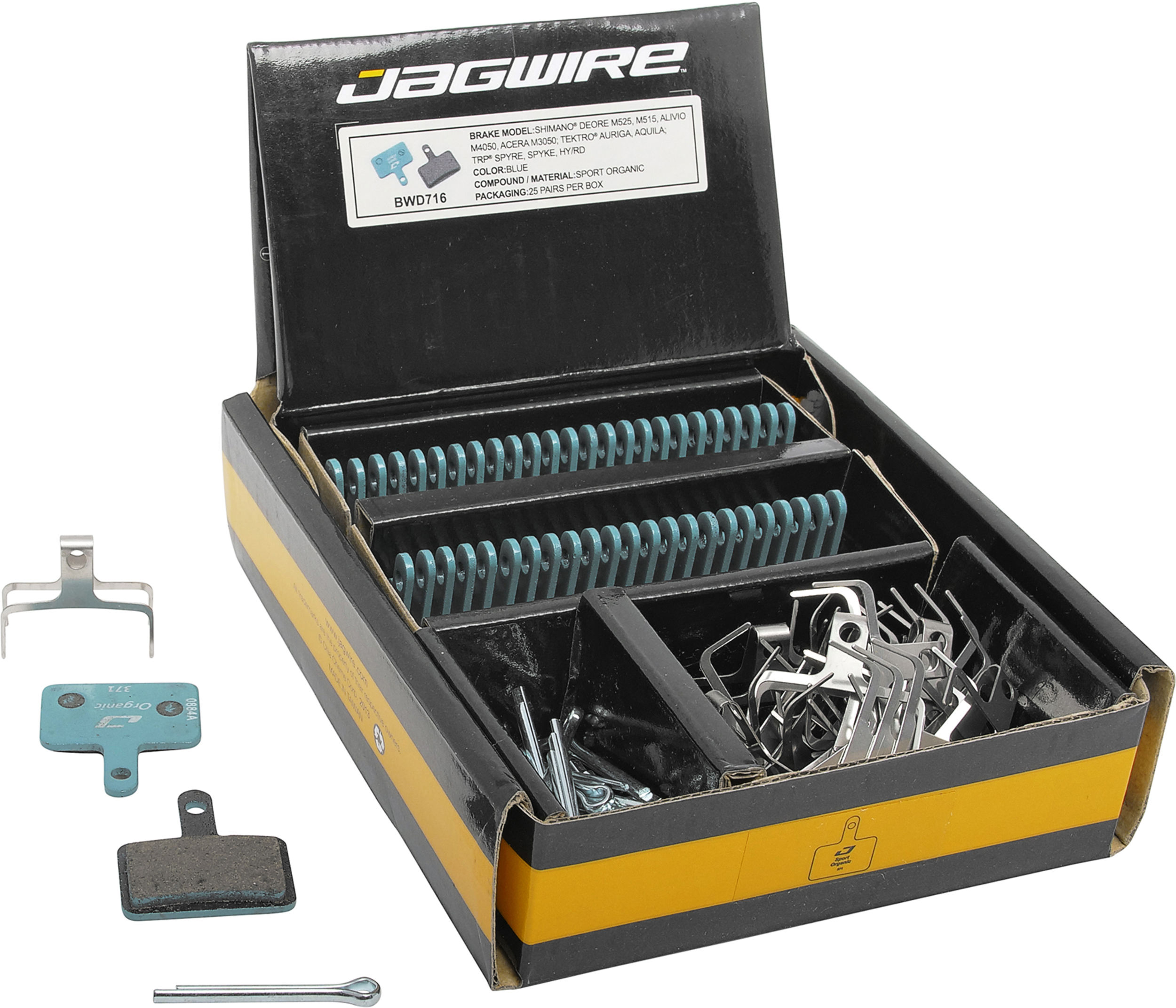 Колодки тормозные диск JAGWIRE Organic Sport Disc BWD716 (25 шт) - Tektro Auriga, Auriga Comp, Aquila (25пар.) Blue фото 
