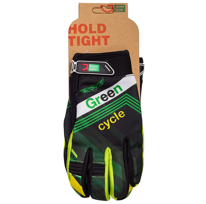 Перчатки Green Cycle NC-2389-2014 MTB с закрытыми пальцами XL черно-зеленые фото 1